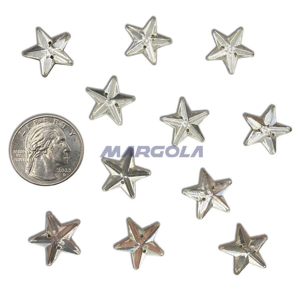 Sew On Glass Jewel Star 18mm Crystal