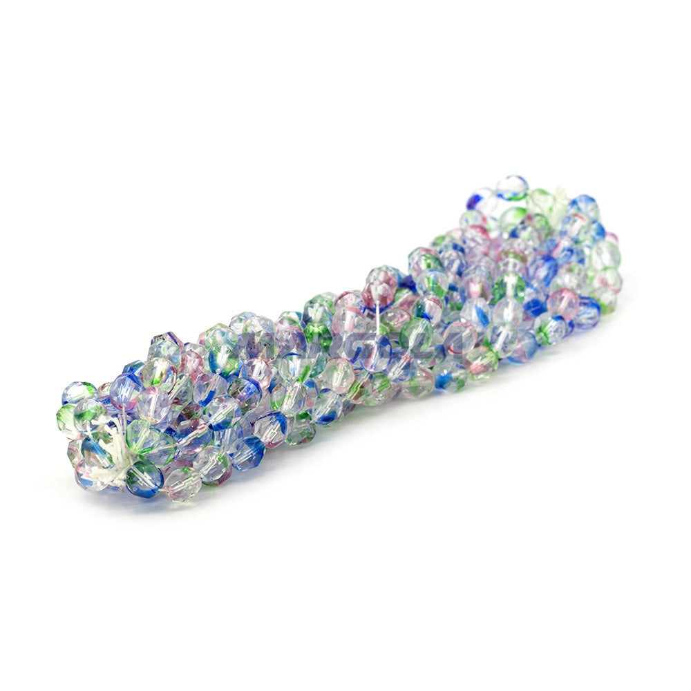 Faceted Czech Glass Fire Polished Multi Color Beads (Art Glass Crystal Swirl)