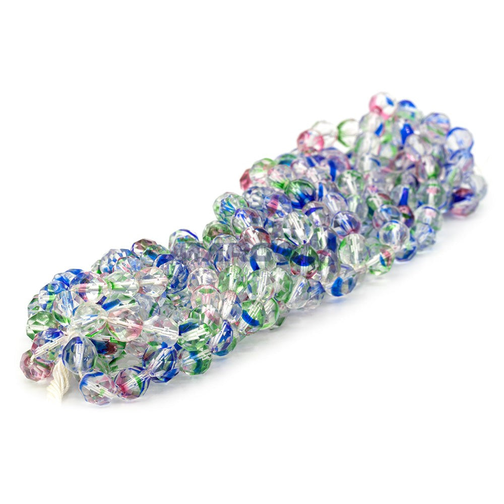 Faceted Czech Glass Fire Polished Multi Color Beads (Art Glass Crystal Swirl)