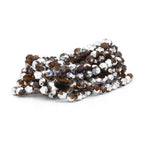 Faceted Czech Glass Fire Polished Beads - Dark Topaz With Half Silver Coating