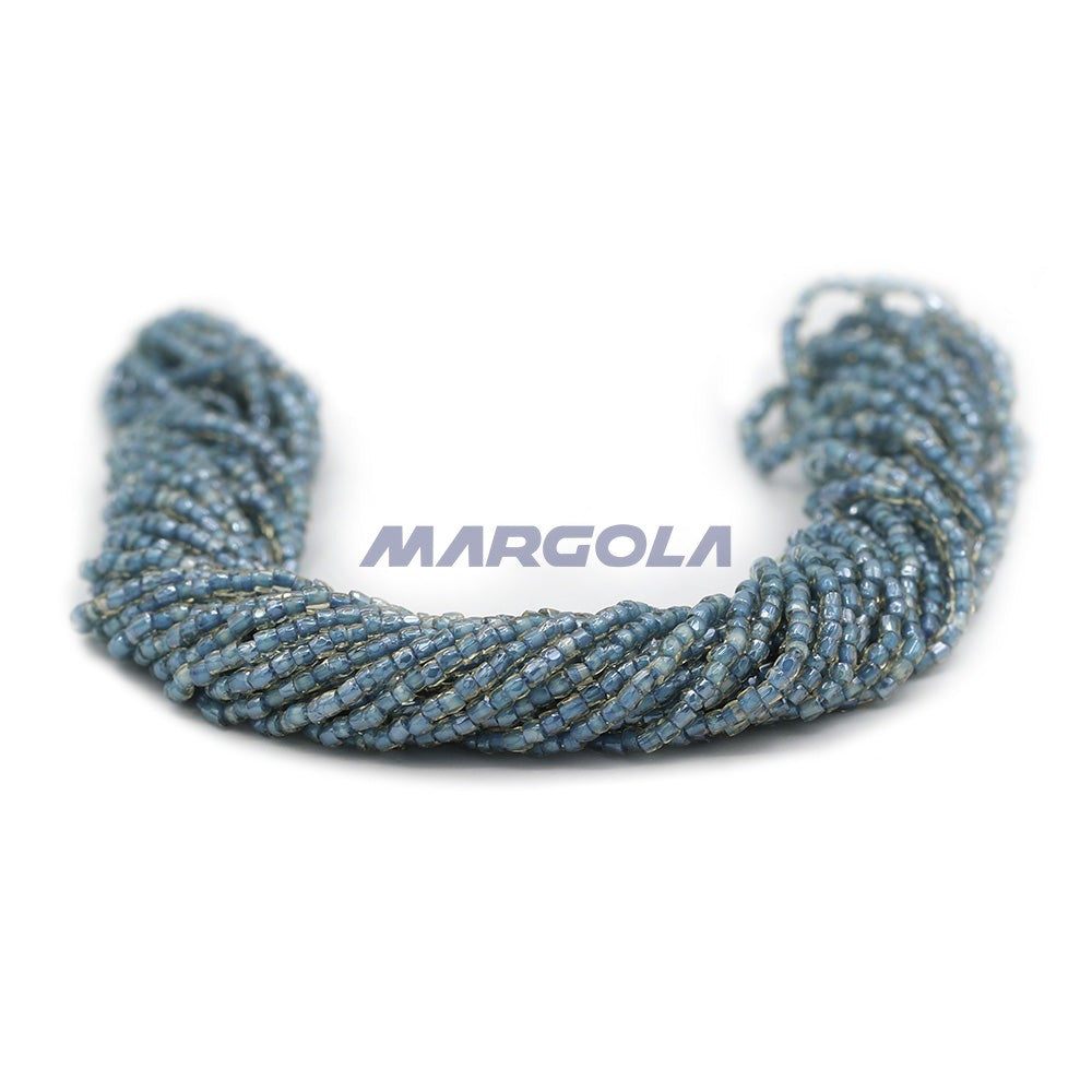 3 Cut 9/0 Cream Luster Blue Lined Preciosa Ornela Beads