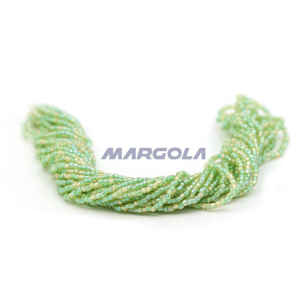 3 Cut 9/0 Cream Luster Mint Green Lined Preciosa Ornela Beads
