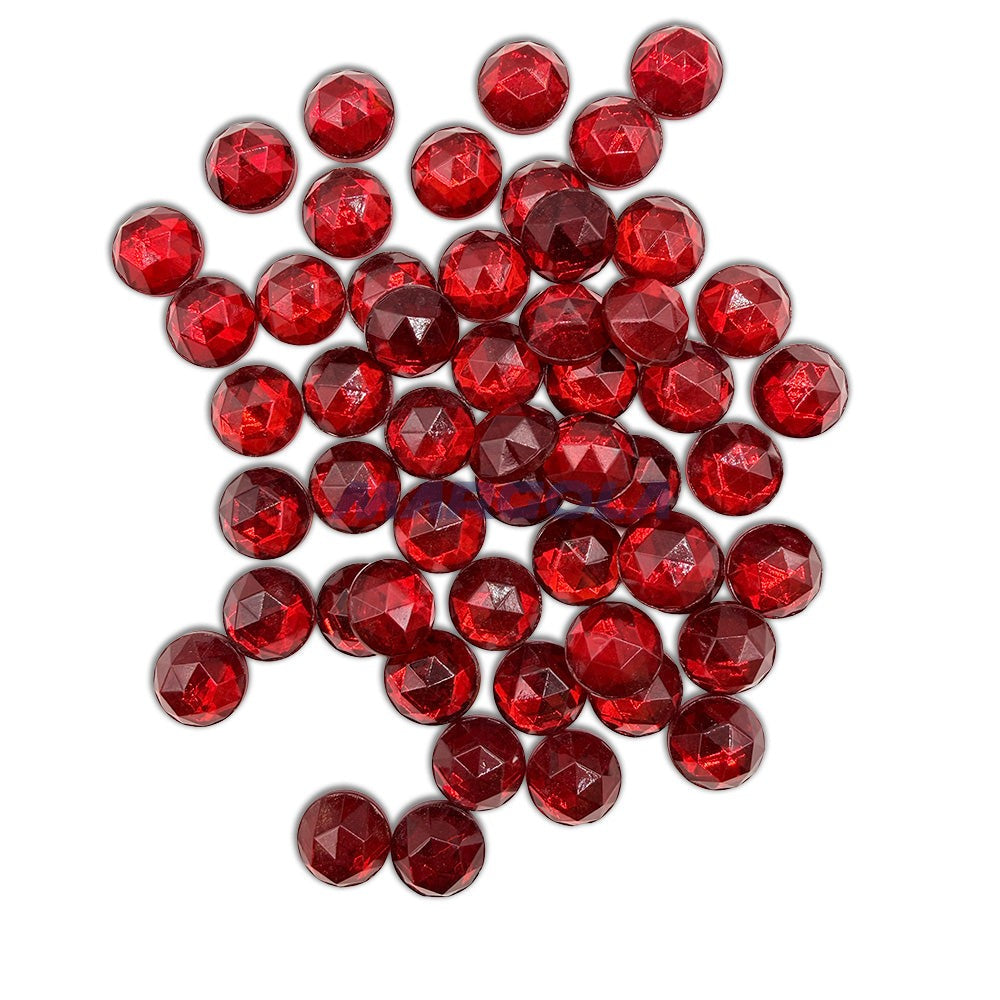 Glass Jewel Round 13mm Light Siam Ruby