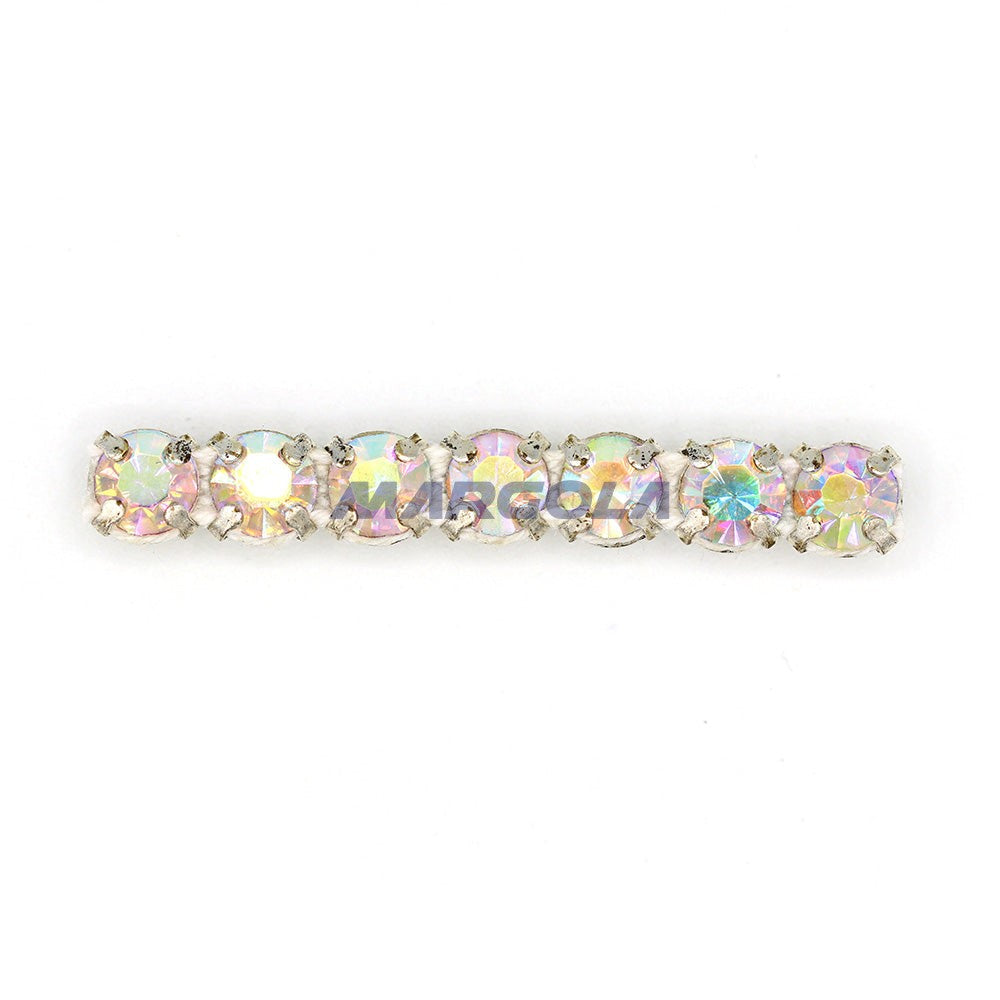 Czech Metal Set Rhinestone Banding 19SS CRYSTAL AB CHATON / SILVER SETTING / WHITE TAPE (One Row)