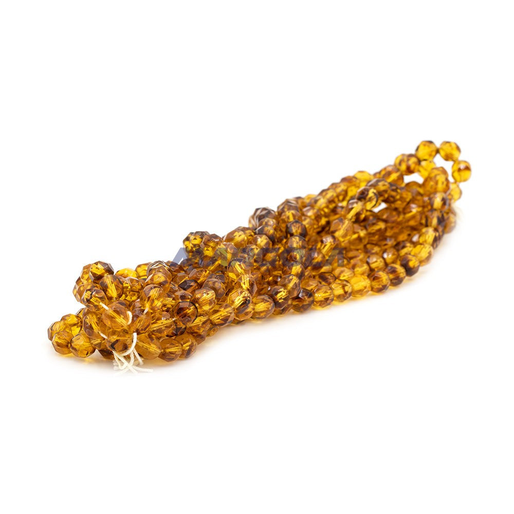 Faceted Czech Glass Fire Polished Multi Color Beads (Tortoise Shell Glass)