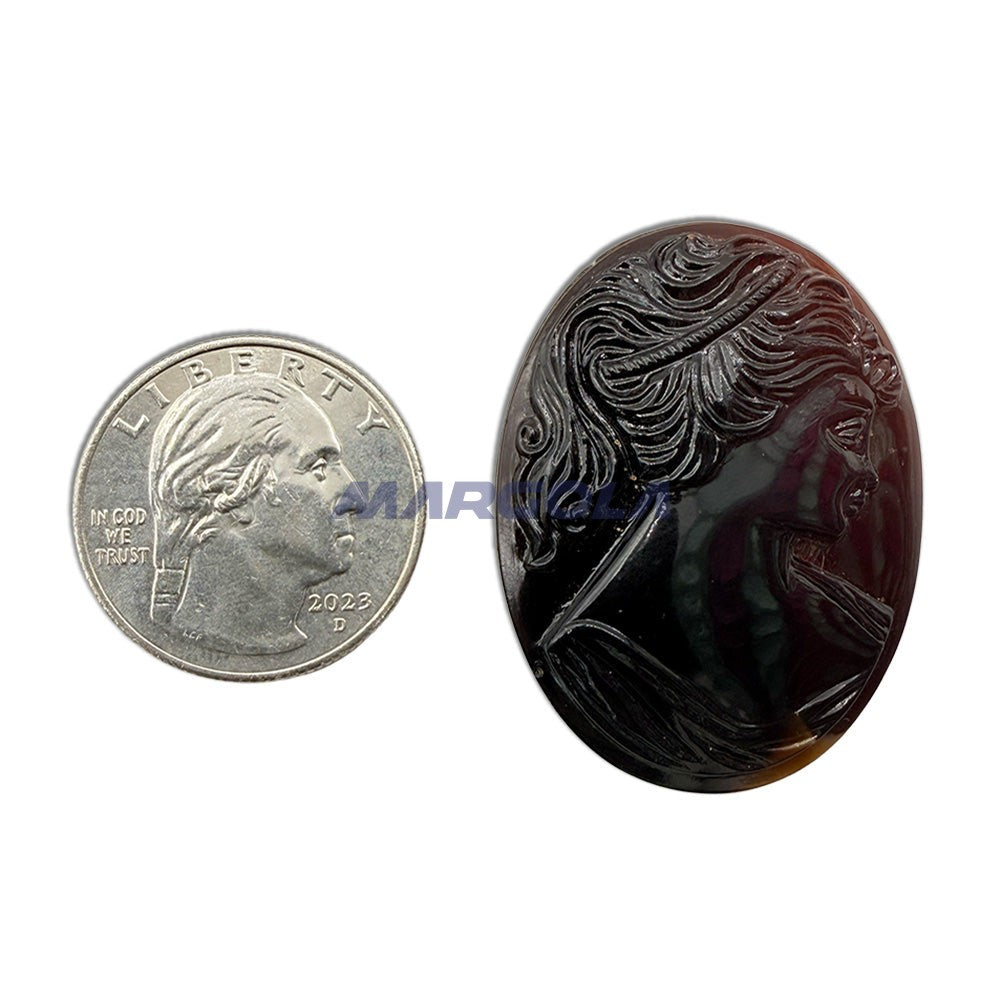 Vintage Glass Oval 40x30mm Brown