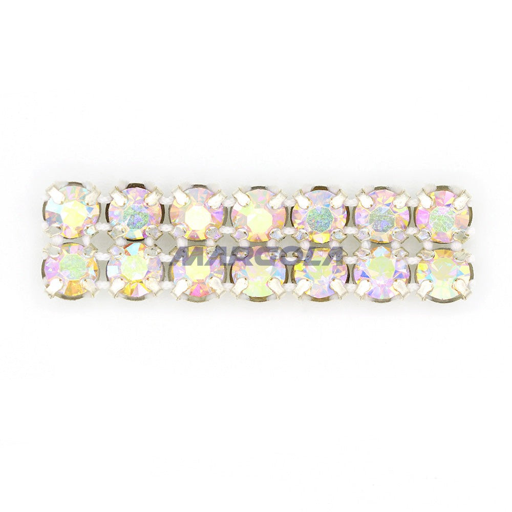 Czech Metal Set Rhinestone Banding 19SS CRYSTAL AB CHATON / SILVER SETTING / WHITE NET (Two Row)