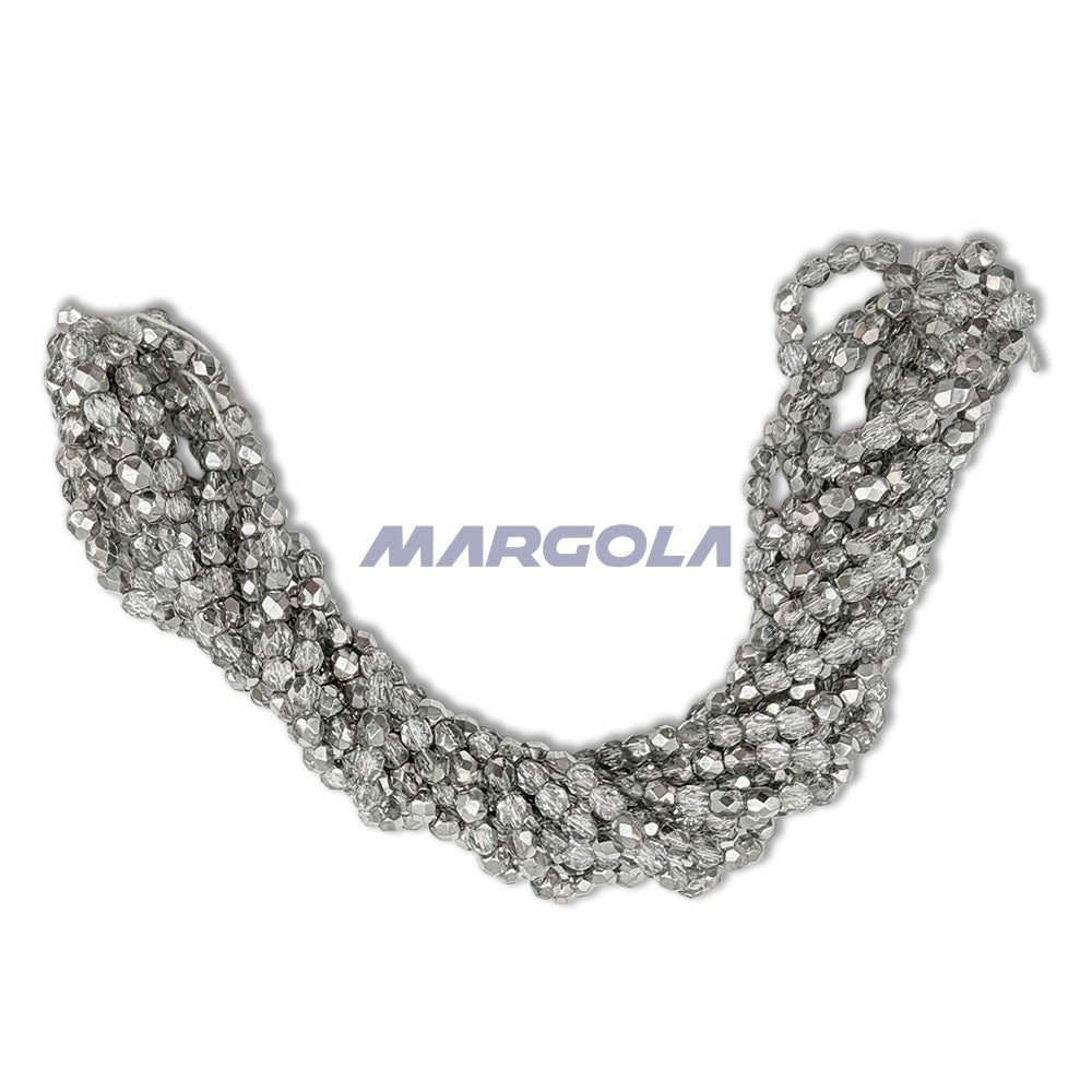 Faceted Czech Glass Fire Polished Beads - Crystal With Half Silver Coating