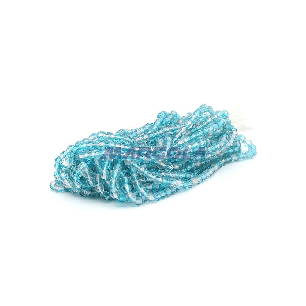 Faceted Czech Glass Fire Polished Multi Color Beads (Crystal & Aquamarine)
