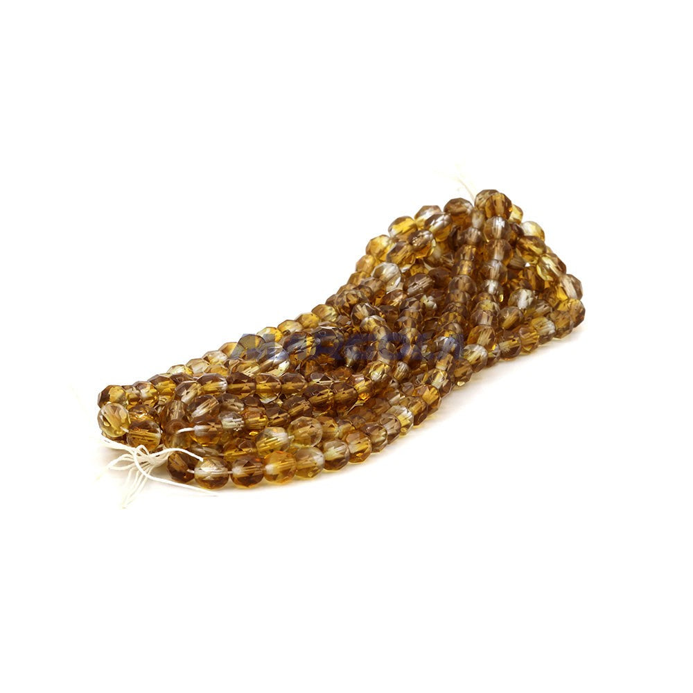 Faceted Czech Glass Fire Polished Multi Color Beads (Crystal, Topaz & Smoke Topaz)