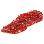 Faceted Czech Glass Fire Polished Multi Color Beads (Crystal, Topaz & Siam Ruby)