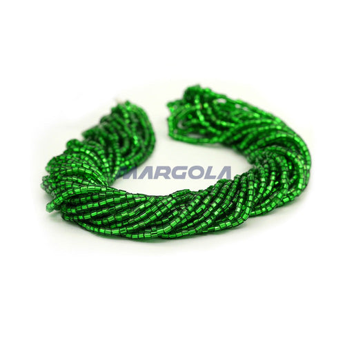 2 CUT 10/0 CHRISTMAS GREEN TRANSPARENT SILVER LINED PRECIOSA ORNELA BEADS