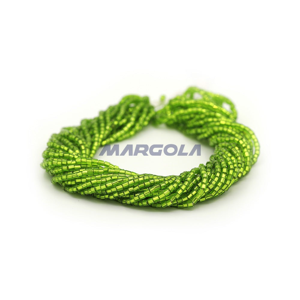 2 CUT 10/0 PERIDOT TRANSPARENT SILVER LINED PRECIOSA ORNELA BEADS
