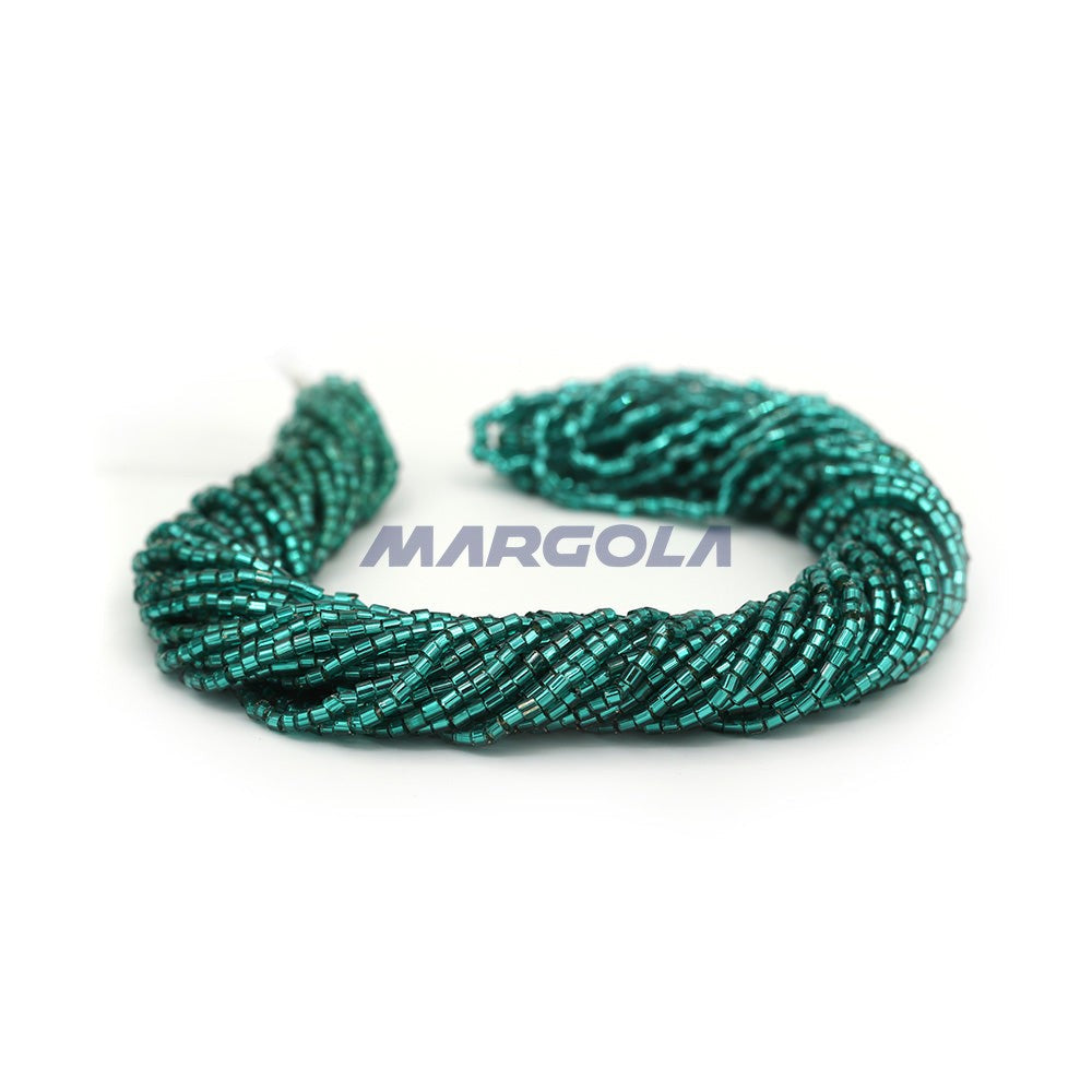 2 CUT 10/0 TEAL TRANSPARENT SILVER LINED PRECIOSA ORNELA BEADS