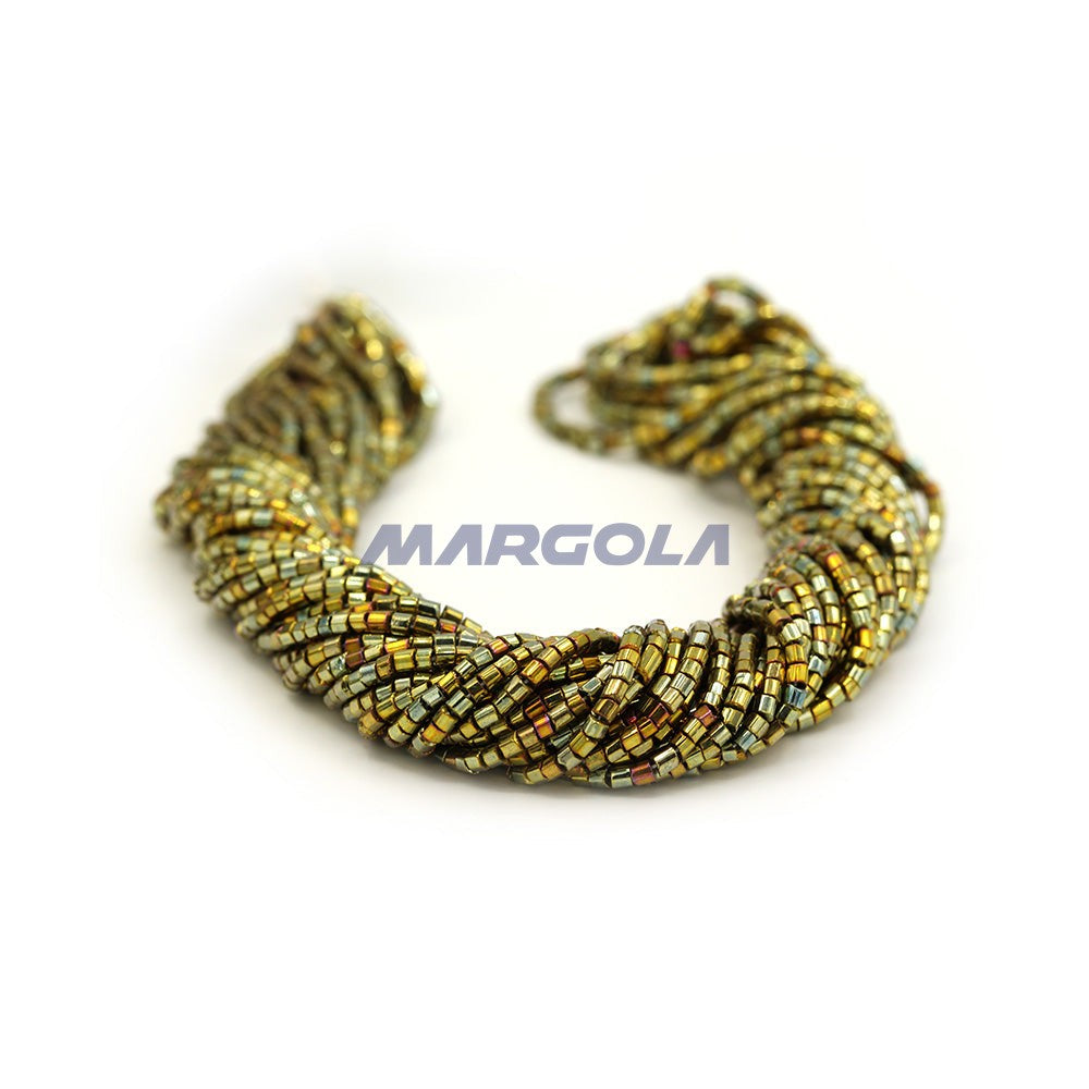 2 CUT 10/0 GOLD METALLIC IRIS PRECIOSA ORNELA BEADS