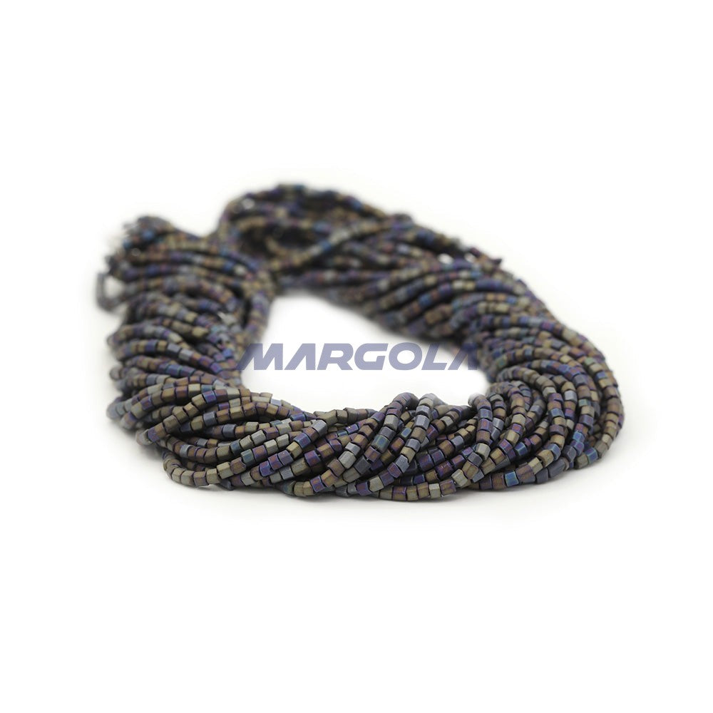 2 CUT 10/0 JET BLACK OPAQUE MATTE RAINBOW PRECIOSA ORNELA BEADS
