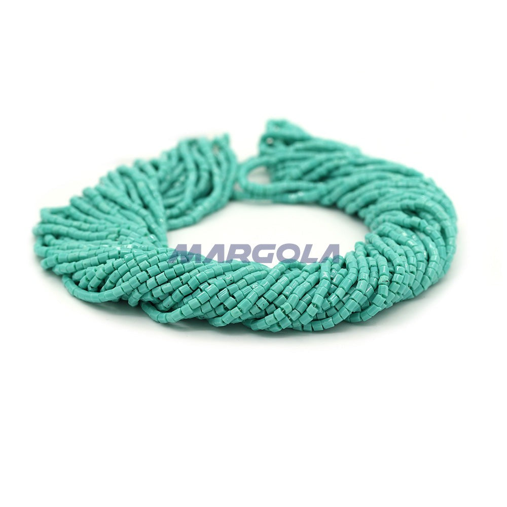 2 CUT 10/0 GREEN TURQUOISE OPAQUE PRECIOSA ORNELA BEADS