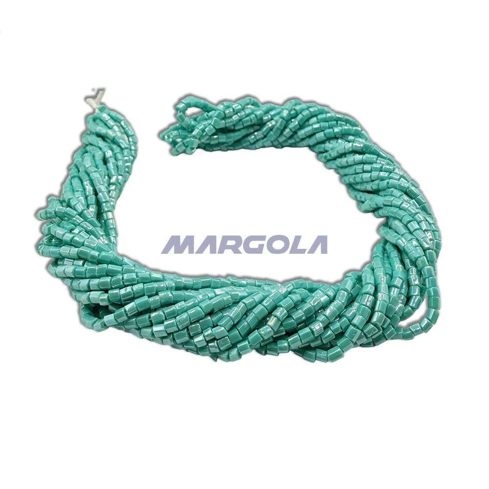 2 CUT 10/0 GREEN TURQUOISE OPAQUE LUSTER PRECIOSA ORNELA BEADS