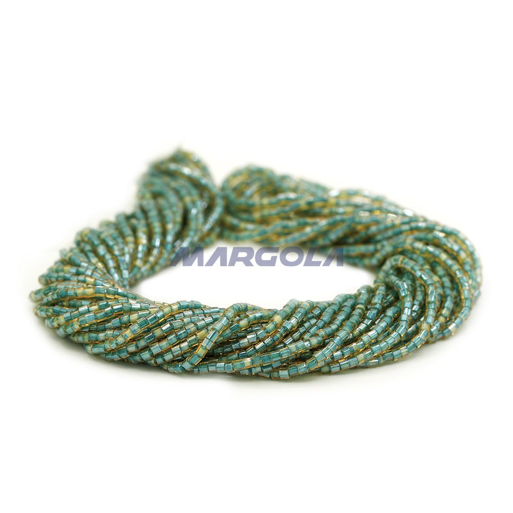 2 CUT 11/0 CREAM LUSTER BLUE LINED PRECIOSA ORNELA BEADS