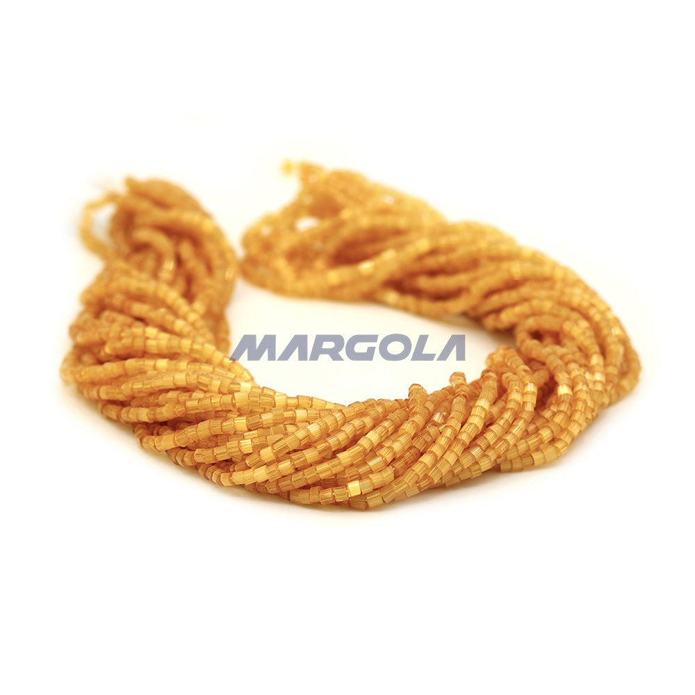 2 CUT 11/0 AMBER SATIN PRECIOSA ORNELA BEADS
