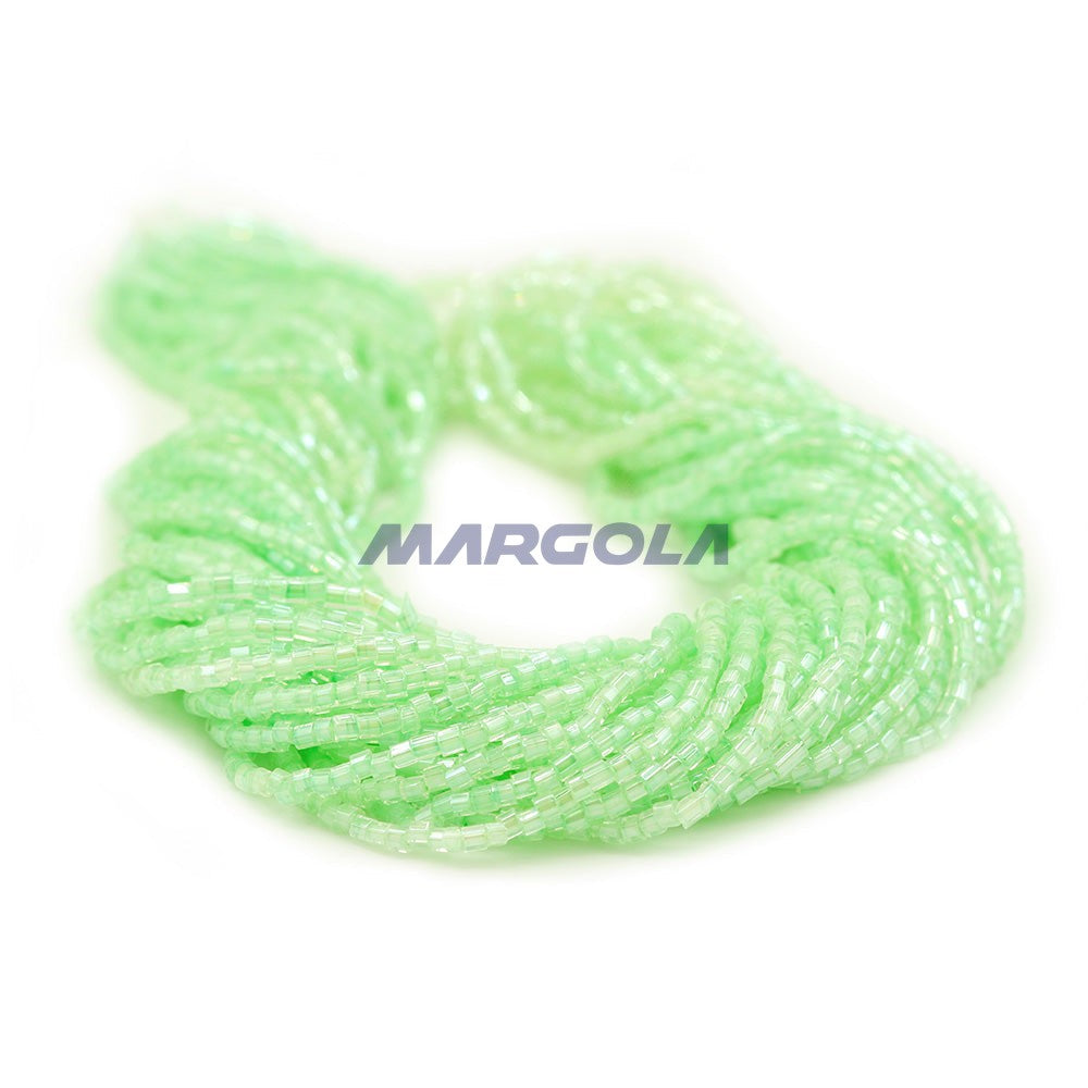 2 CUT 11/0 CRYSTAL LUSTER LT. GREEN LINED PRECIOSA ORNELA BEADS