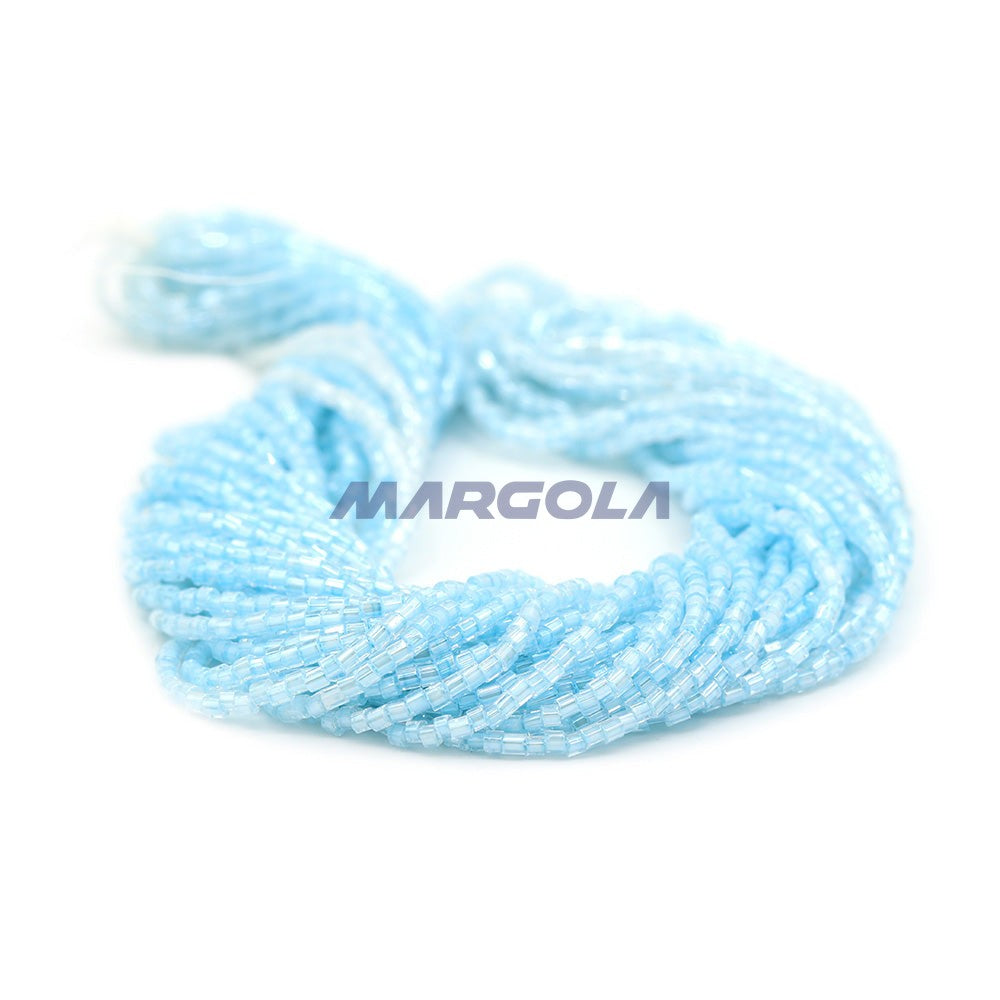 2 CUT 11/0 CRYSTAL LUSTER LT. AQUA LINED PRECIOSA ORNELA BEADS