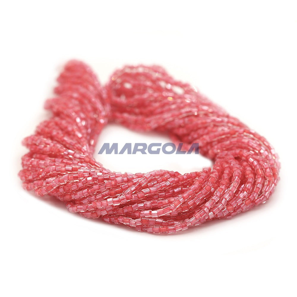 2 CUT 11/0 CRYSTAL LUSTER STRAWBERRY LINED PRECIOSA ORNELA BEADS