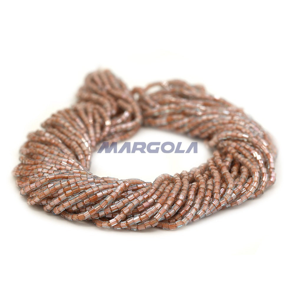 2 CUT 11/0 AQUA LUSTER BEIGE LINED PRECIOSA ORNELA BEADS