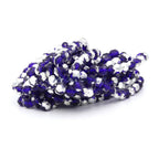 Faceted Czech Glass Fire Polished Beads - Cobalt With Half Silver Coating