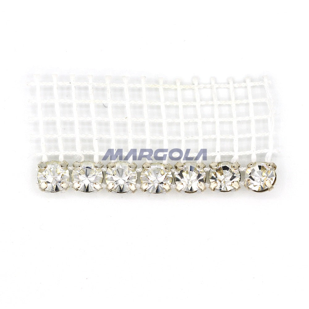 Czech Metal Set Rhinestone Banding 19SS CRYSTAL / SILVER SETTING / WHITE NET