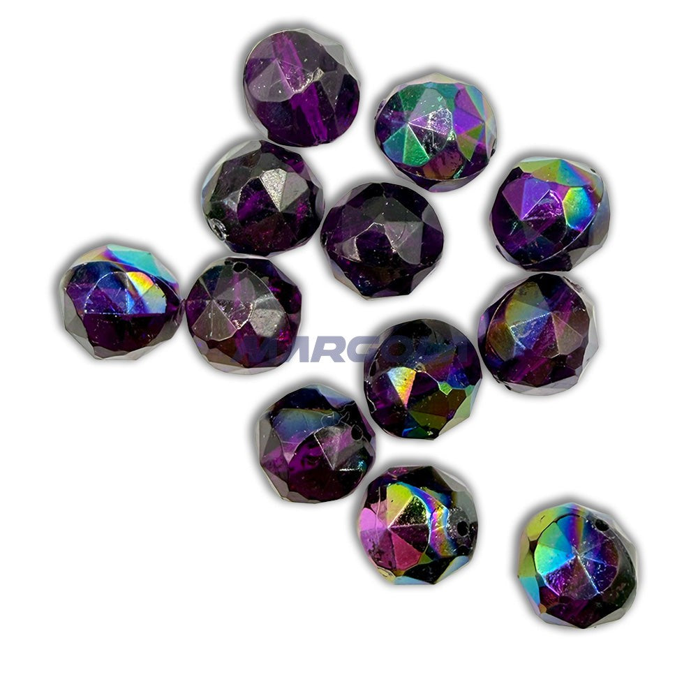 Vintage Western German Plexy Faceted Beads - PLUM AB