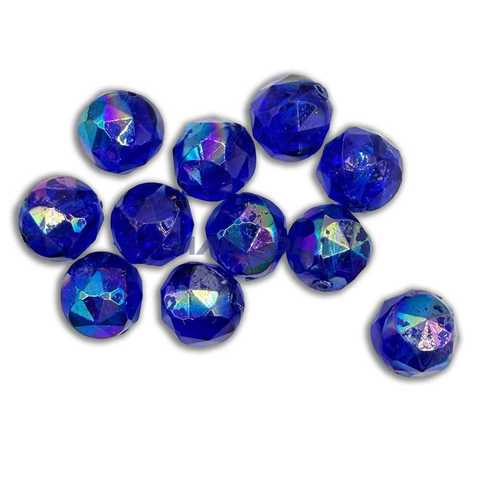Vintage Western German Plexy Faceted Beads - ROYAL BLUE AB