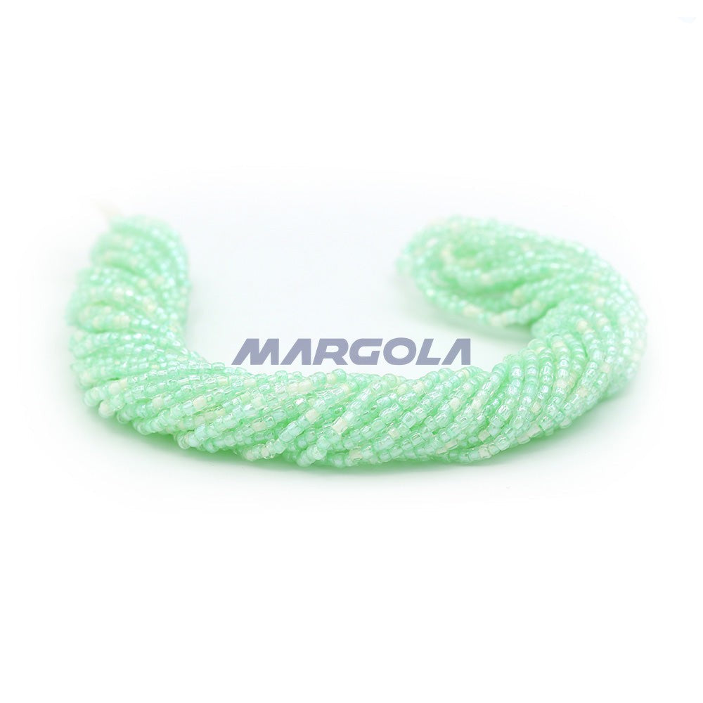 3 Cut 9/0 Crystal Luster Light Green Lined Preciosa Ornela Beads