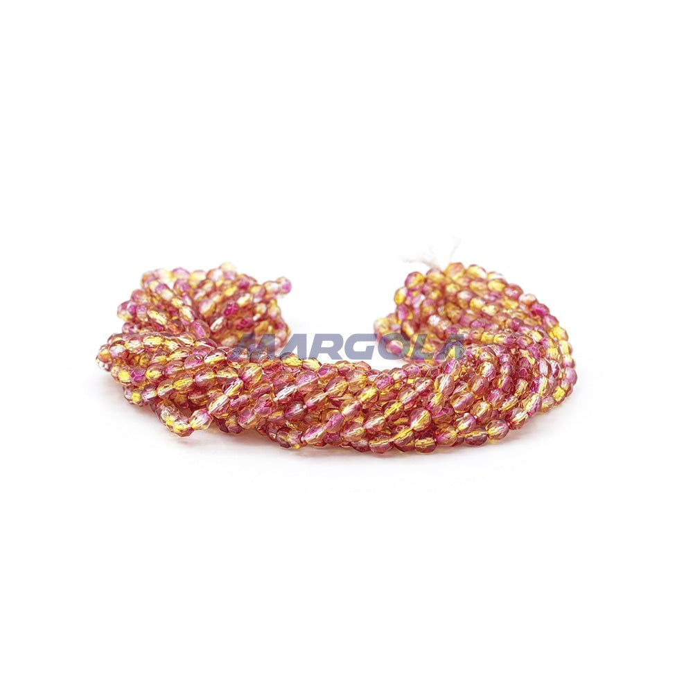 Faceted Czech Glass Fire Polished Multi Color Beads (Crystal, Citrine & Rose)