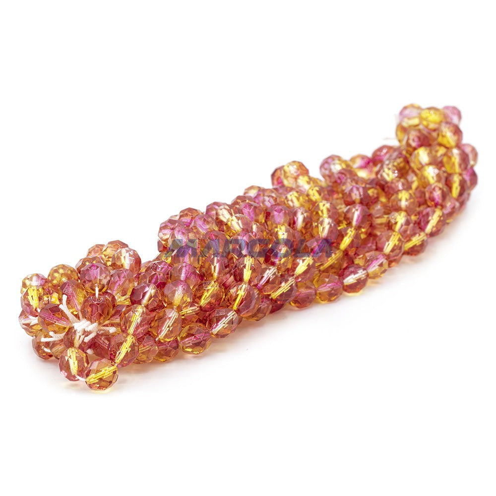Faceted Czech Glass Fire Polished Multi Color Beads (Crystal, Citrine & Rose)