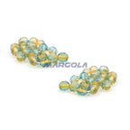 Faceted Czech Glass Fire Polished Multi Color Beads (Crystal, Aqua & Amber)