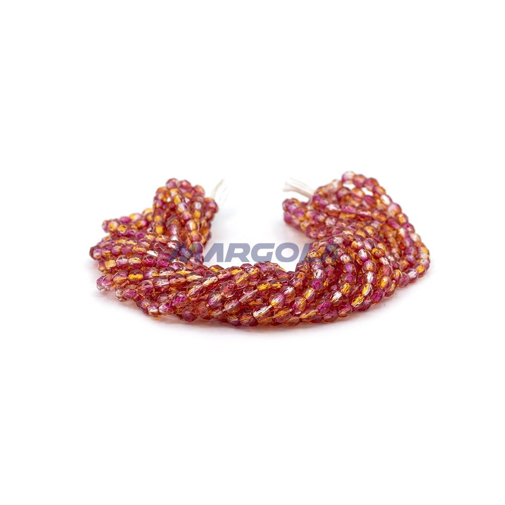 Faceted Czech Glass Fire Polished Multi Color Beads (Crystal, Amber, Ruby)
