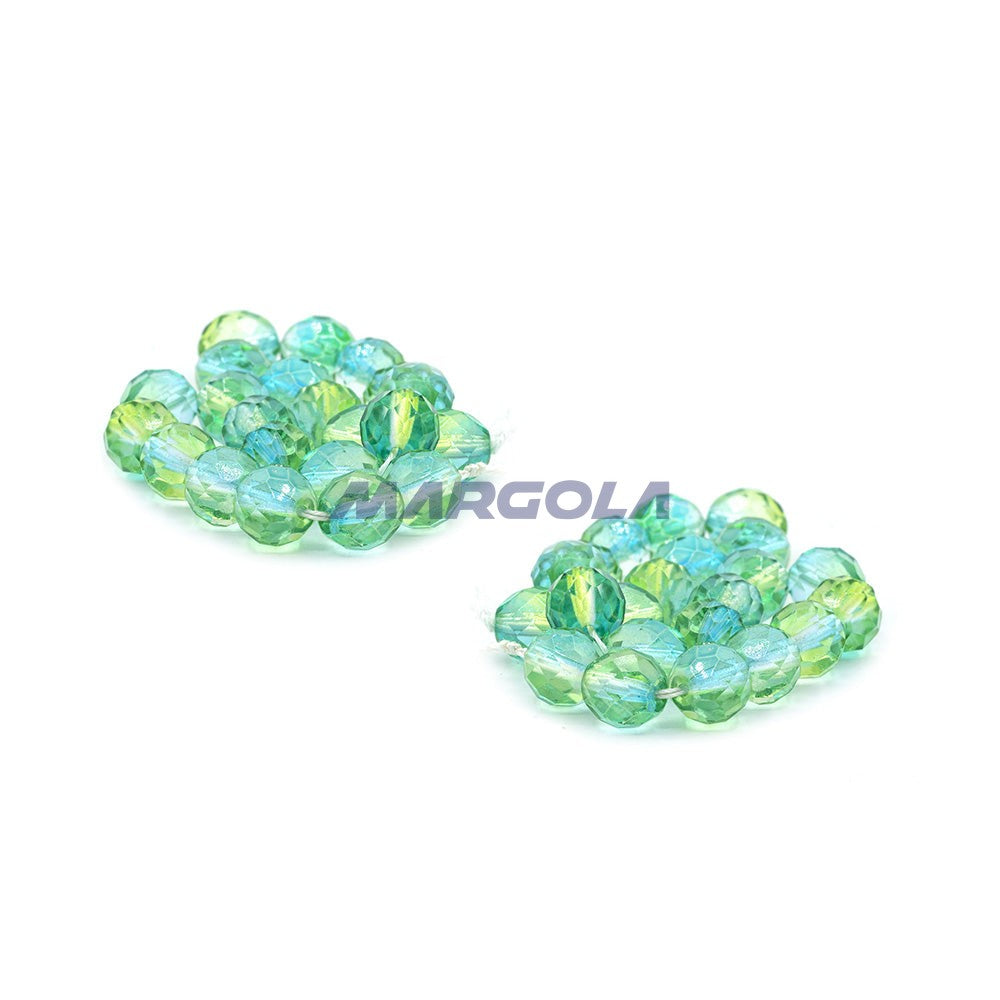 Faceted Czech Glass Fire Polished Multi Color Beads (Crystal, Aqua & Spearmint)