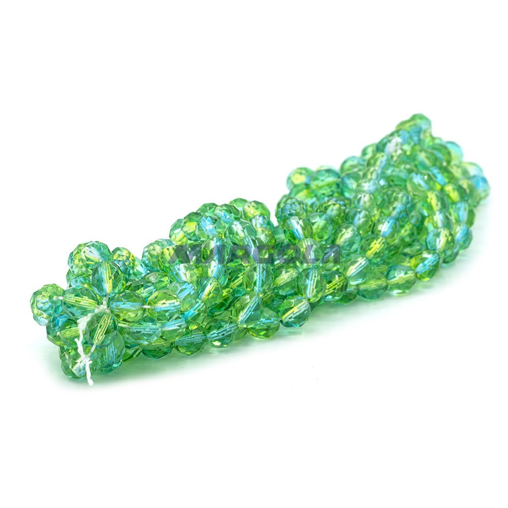 Faceted Czech Glass Fire Polished Multi Color Beads (Crystal, Aqua & Spearmint)