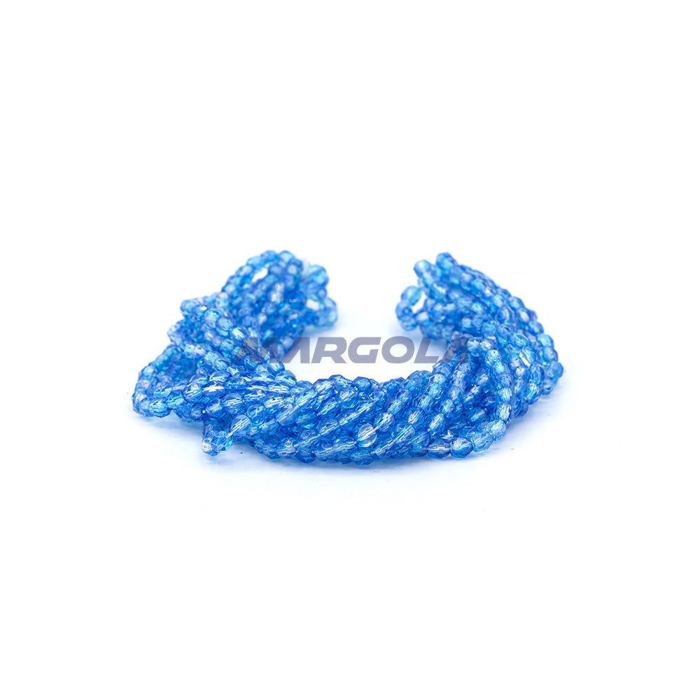 Faceted Czech Glass Fire Polished Multi Color Beads (Crystal, Sapphire & Aqua)