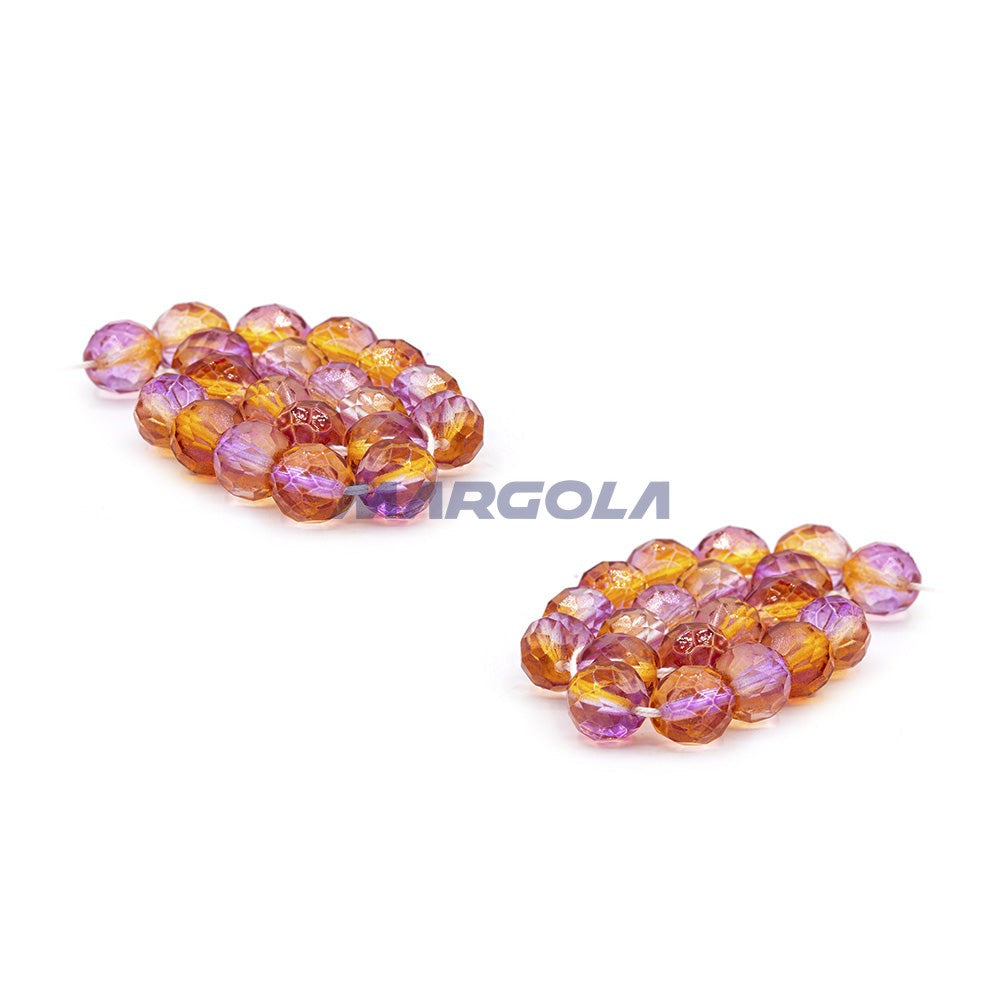 Faceted Czech Glass Fire Polished Multi Color Beads (Crystal, Amber & Pink)