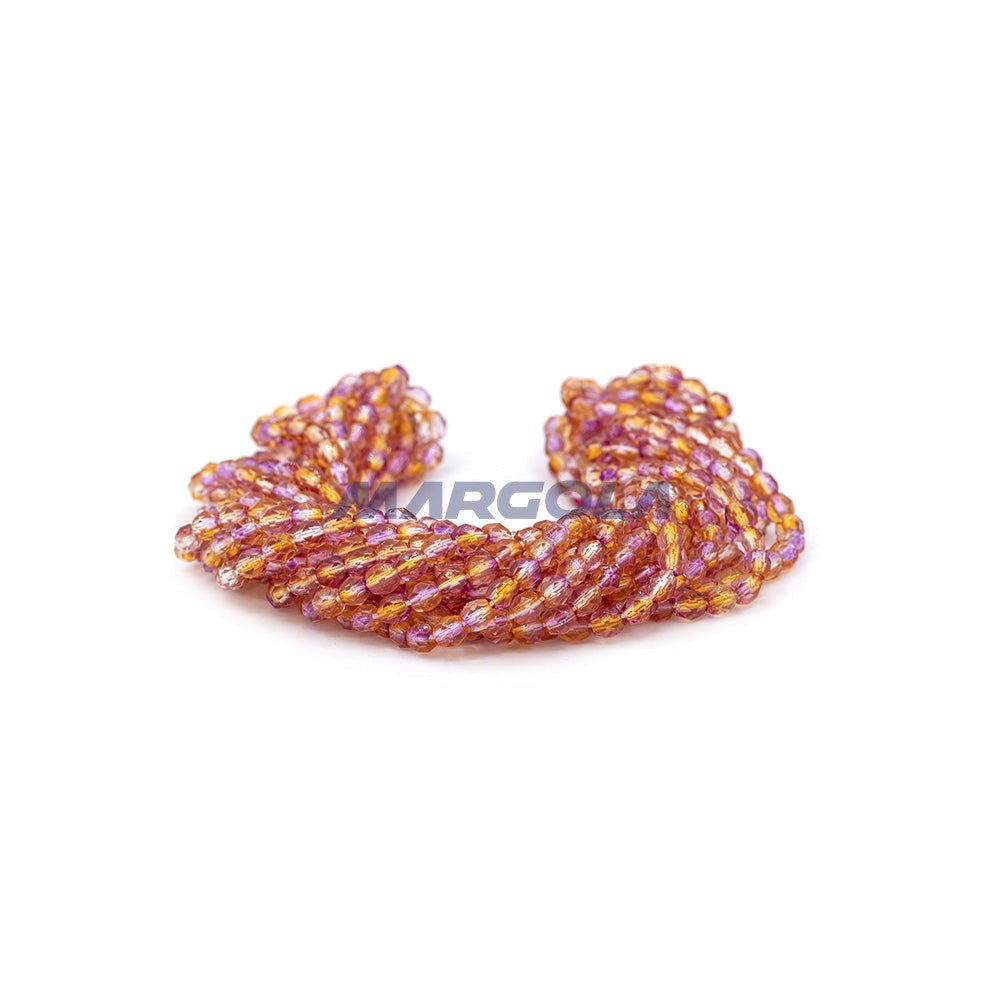 Faceted Czech Glass Fire Polished Multi Color Beads (Crystal, Amber & Pink)