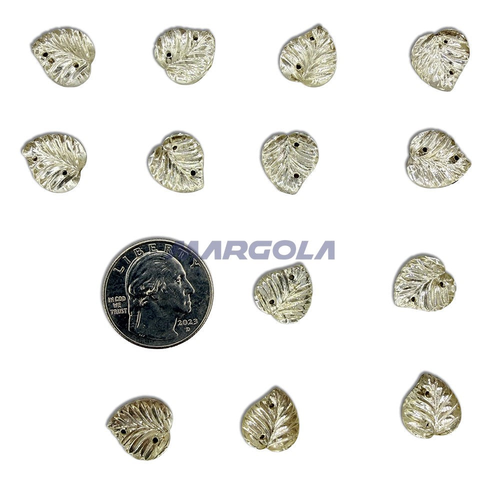 Sew On Glass Jewel Leaf 14mm Crystal
