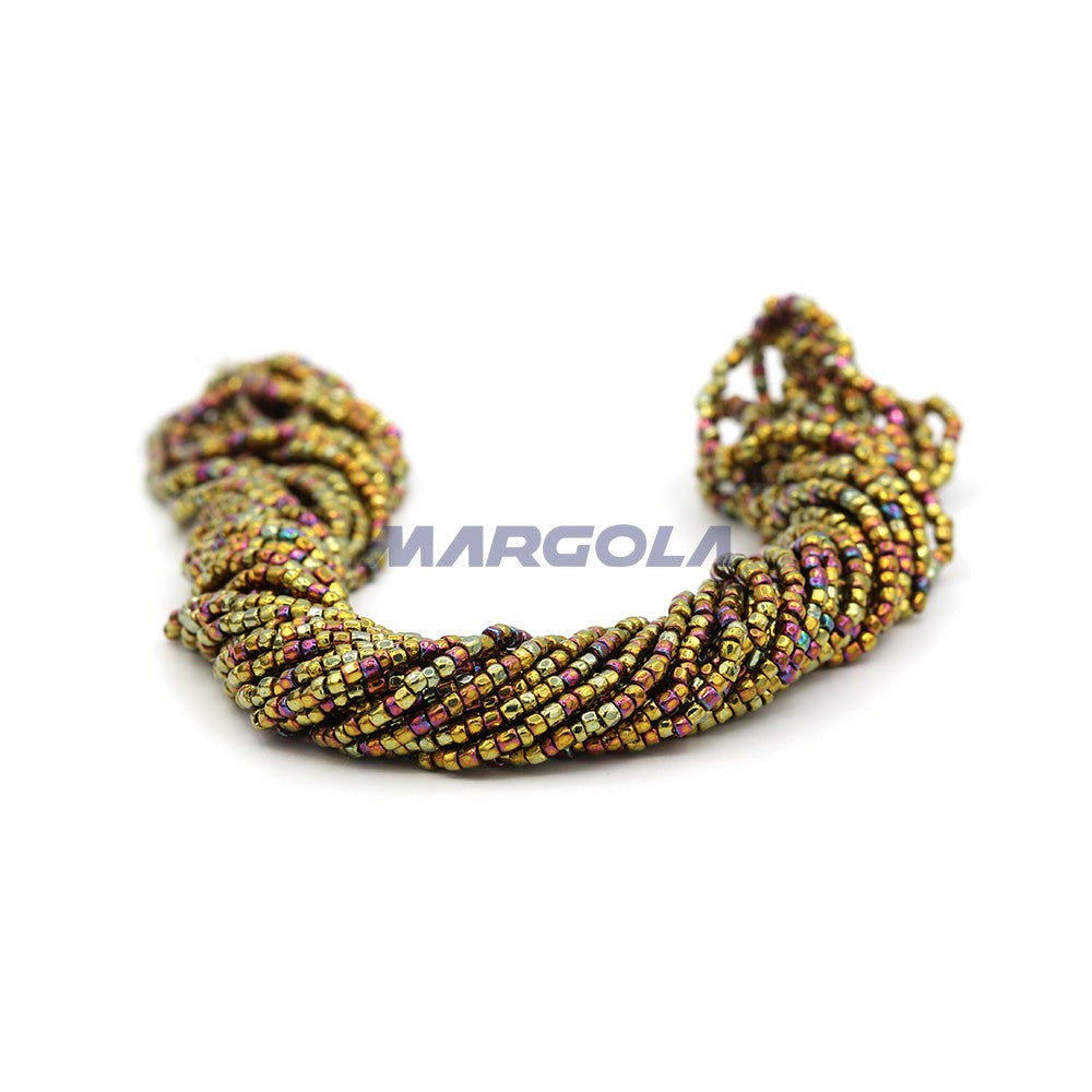 3 Cut 9/0 Bright Gold Metallic Iris Preciosa Ornela Beads