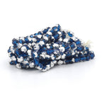 Faceted Czech Glass Fire Polished Beads - Dark Aqua With Half Silver Coating