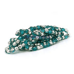 Faceted Czech Glass Fire Polished Beads - Blue Zircon With Half Silver Coating