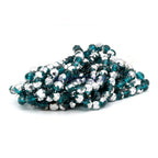 Faceted Czech Glass Fire Polished Beads - Blue Zircon With Half Silver Coating