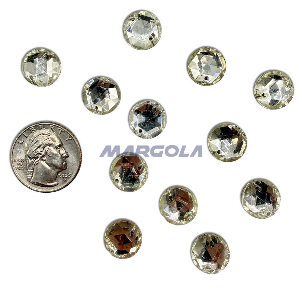 Sew On Glass Jewel Round 13mm Crystal
