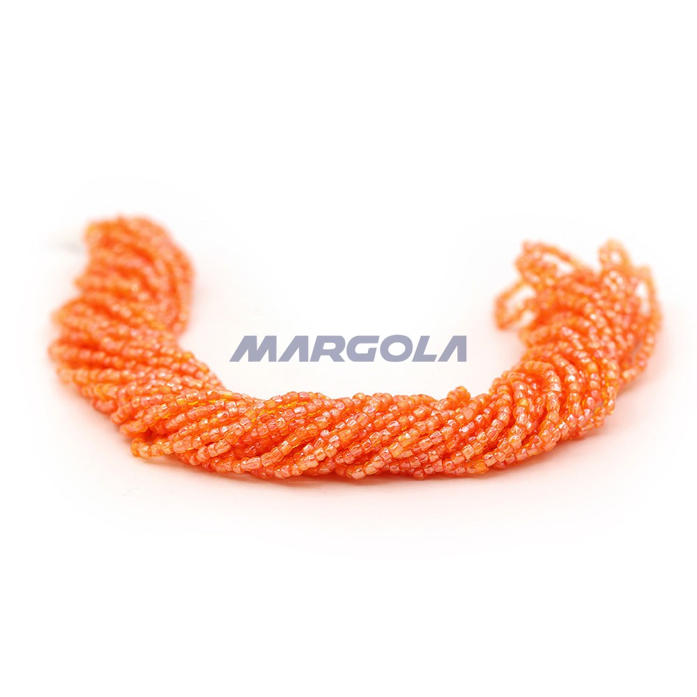 3 Cut 9/0 Citrine Luster Orange Lined Preciosa Ornela Beads