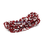 Faceted Czech Glass Fire Polished Beads - Light Siam Ruby With Half Silver Coating
